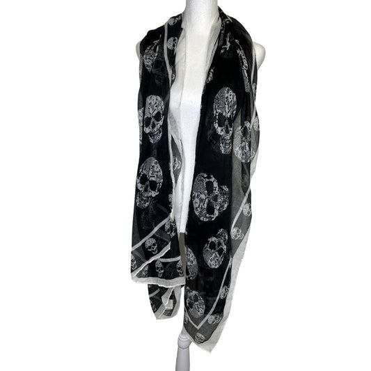 Black  w Skulls Scarf