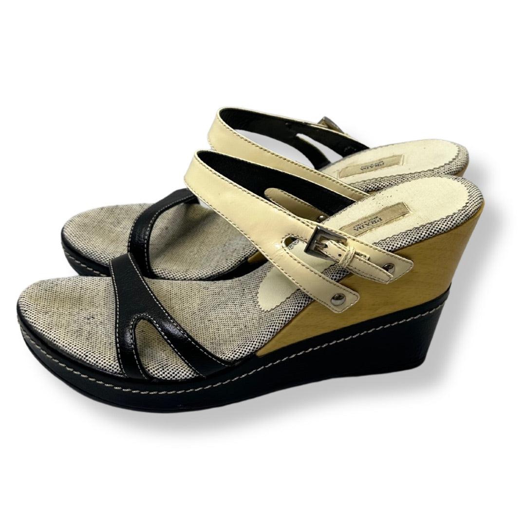 Black/Cream Prada Wedge Heel, 39 1/2