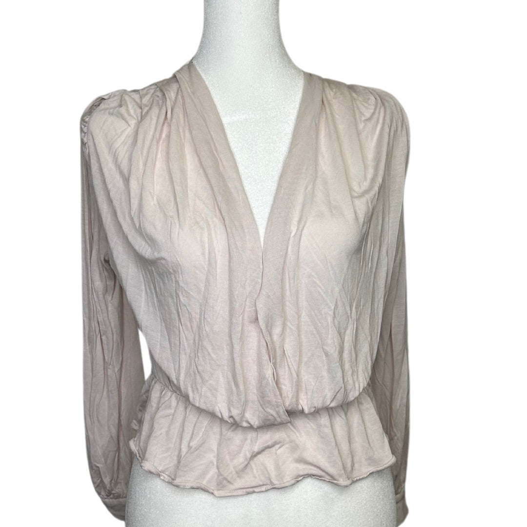 Blush Pink Babaton Long Sleeve Top Blouse, S