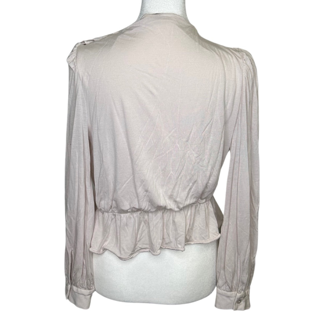 Blush Pink Babaton Long Sleeve Top Blouse, S