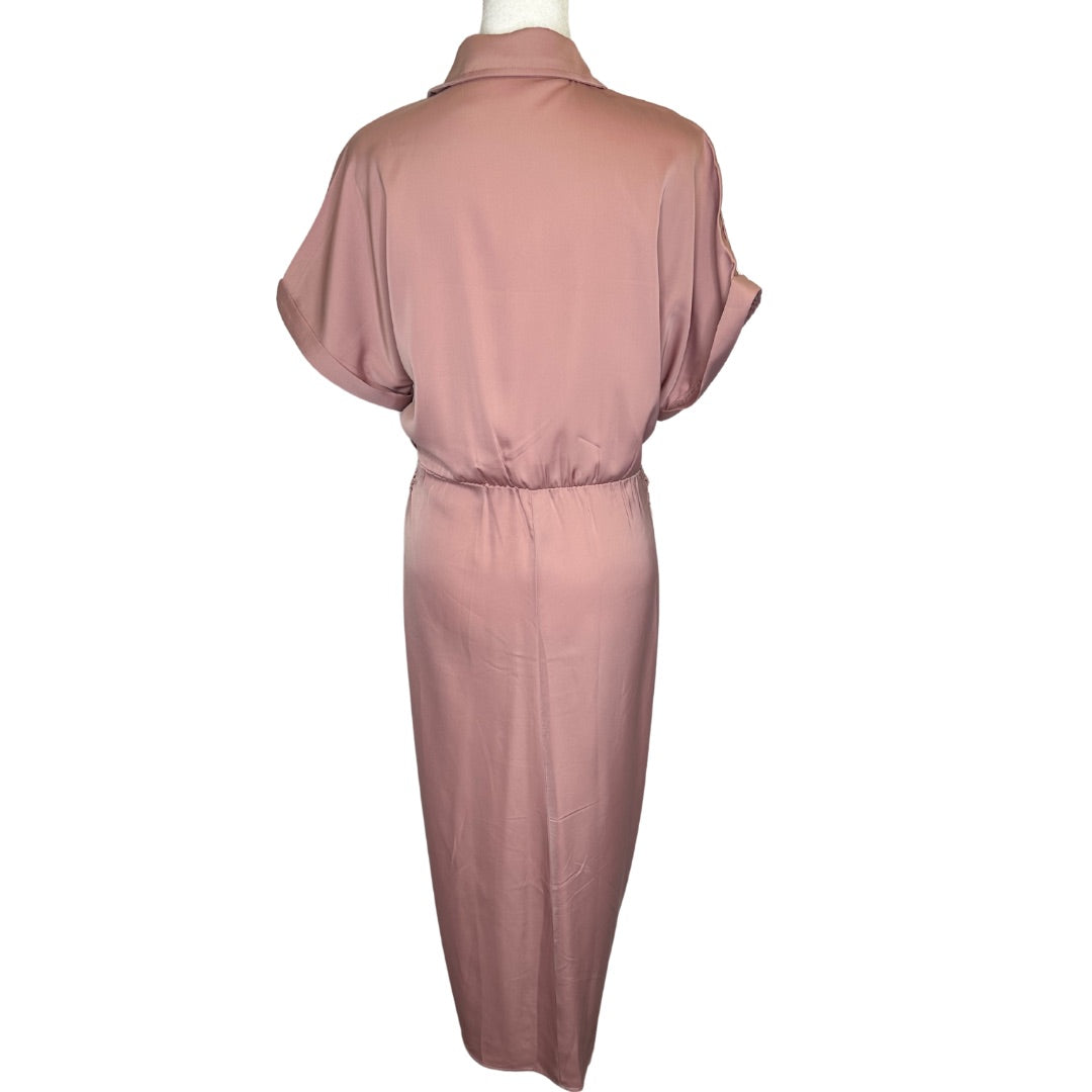 Blush Pink BTFBM Button Up Tie Front Dress, S